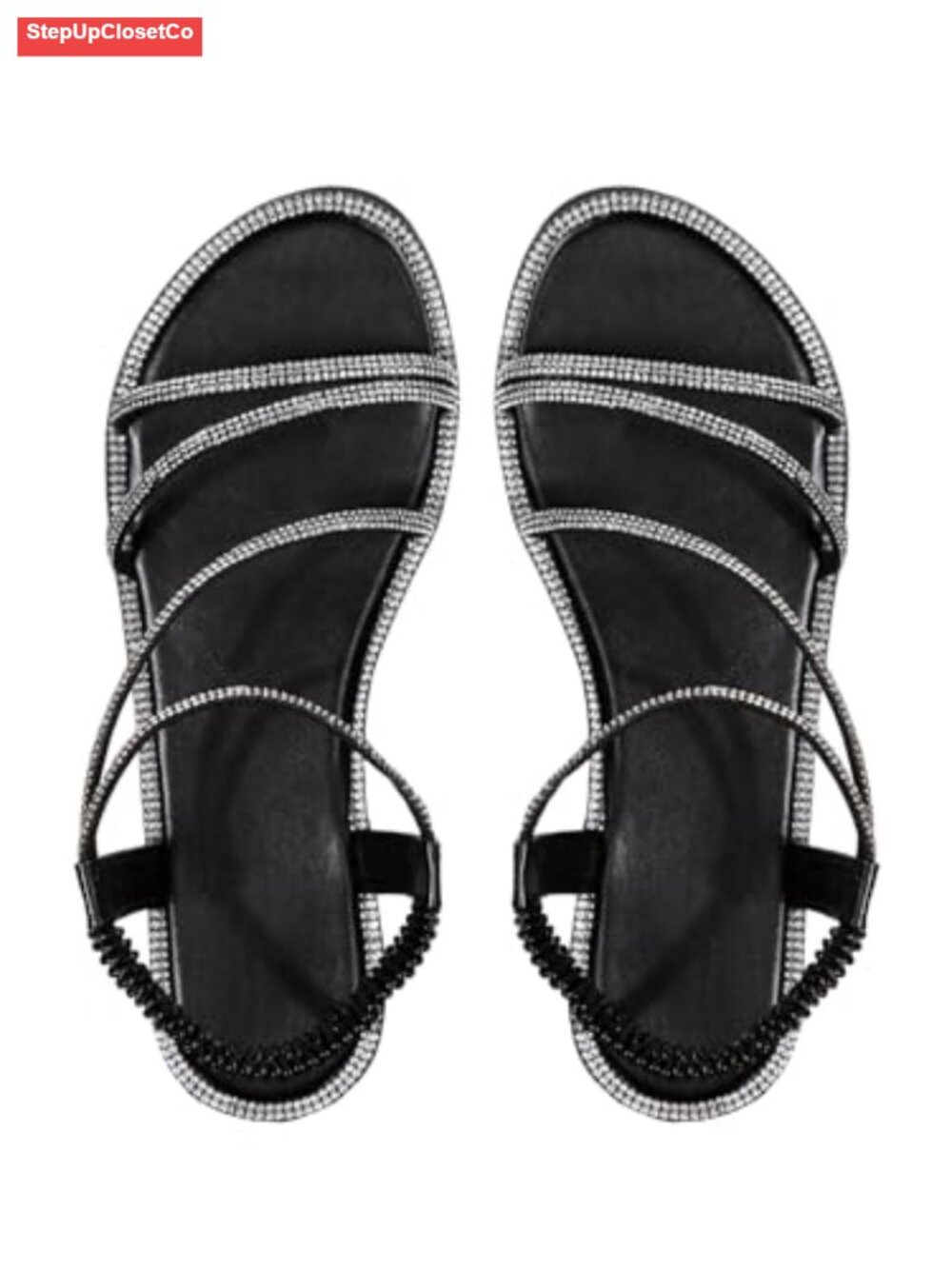 Rhinestone Slide Sandals Faux Suede Slip On Flat Summer Beach Casual